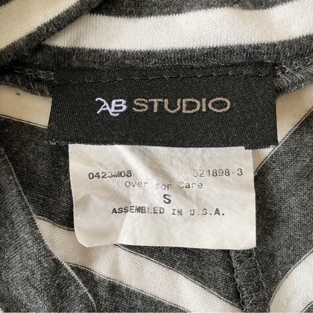 AB Studio gray and white stripe maxi skirt stretchy flowy women’s size small - Picture 8 of 9